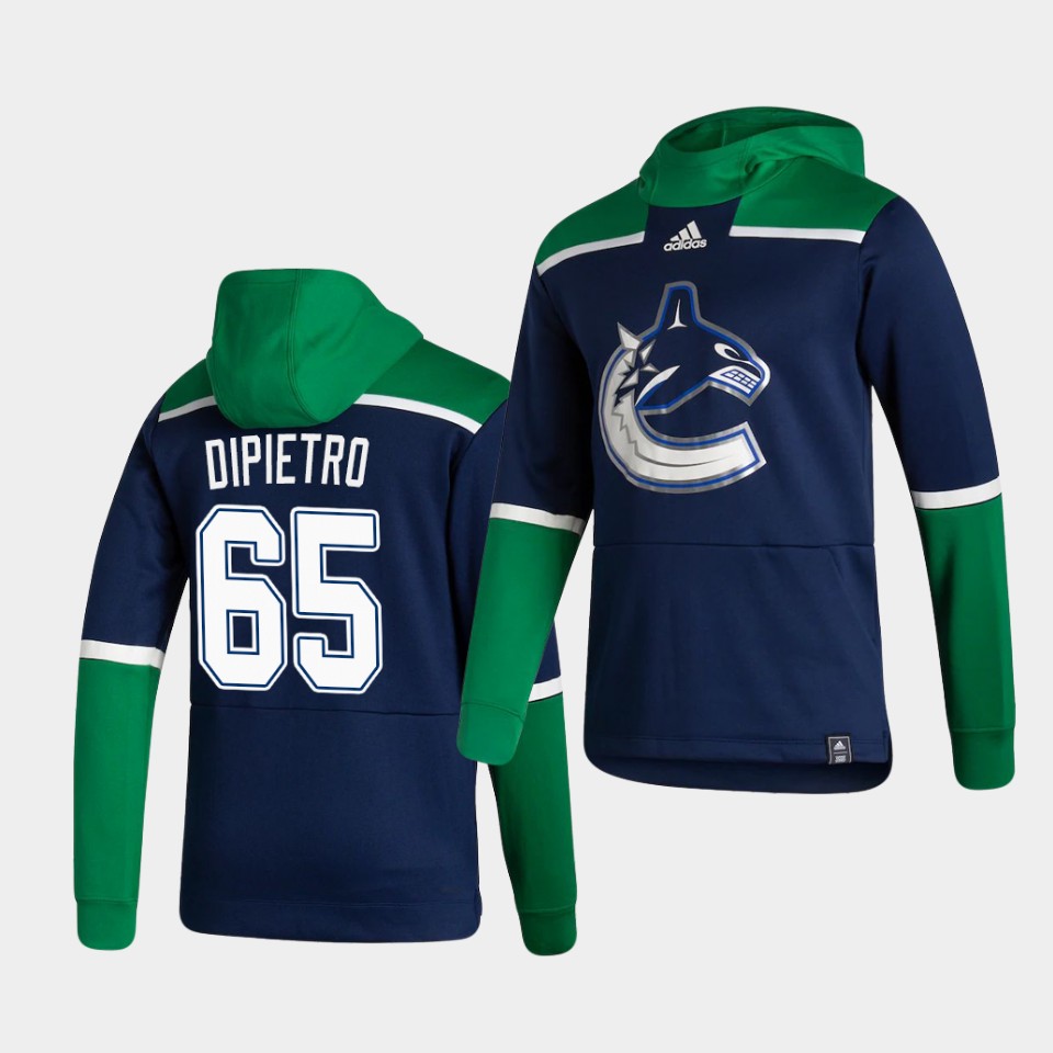 Men Vancouver Canucks #65 Dipietro Blue NHL 2021 Adidas Pullover Hoodie Jersey